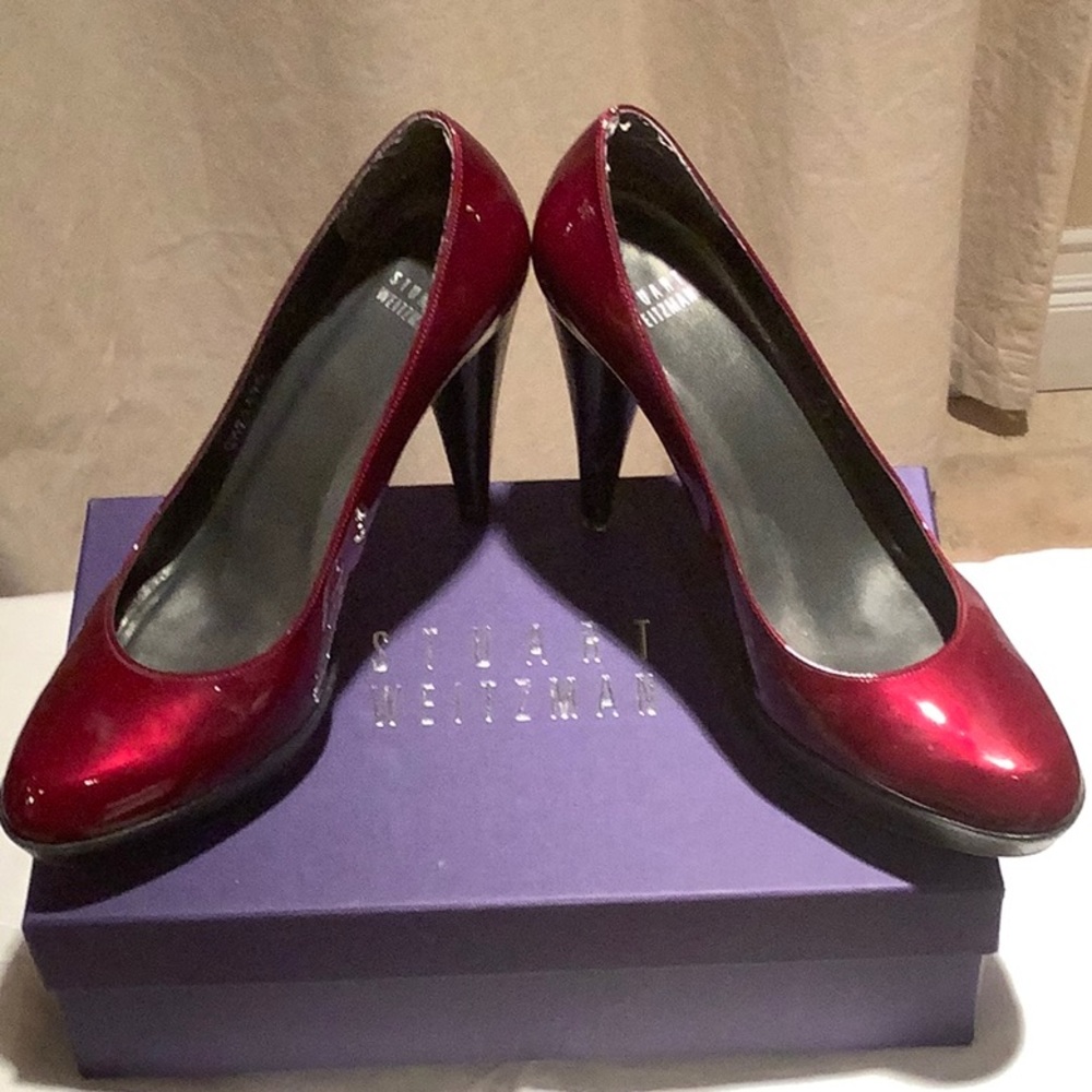 Stuart Weitzman Dark Red Heels With Box - image 1